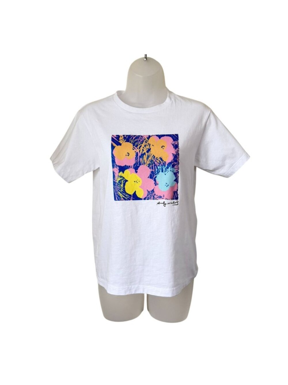 Uniqlo UT Andy Warhol Flower Graphic Tee Shirts White Kids 11-12 100% Cotton